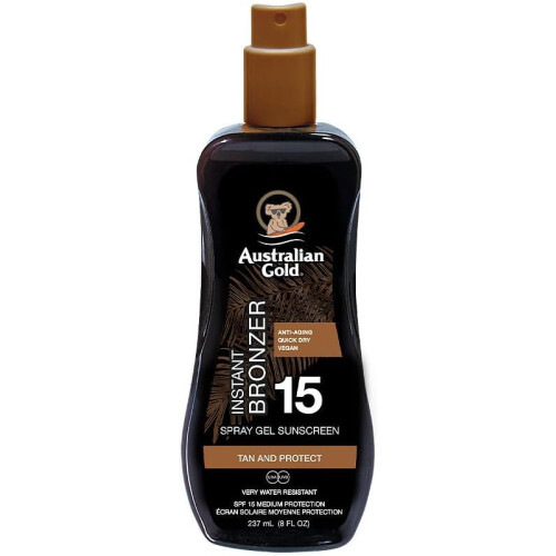 Australian Gold SUNSCREEN SPF15 spray gel with instant bronzer 100 ml