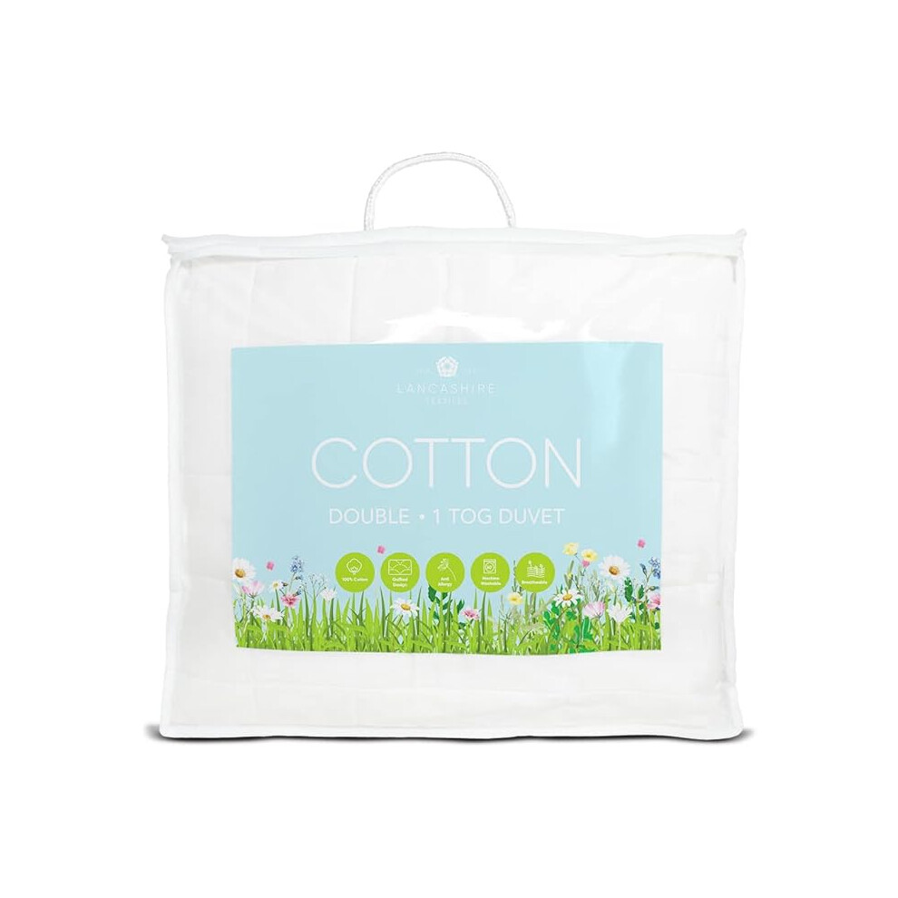 Lancashire Textiles (Emperor) 1 Tog Natural 100% Pure Cotton Anti Allergy Duvet White