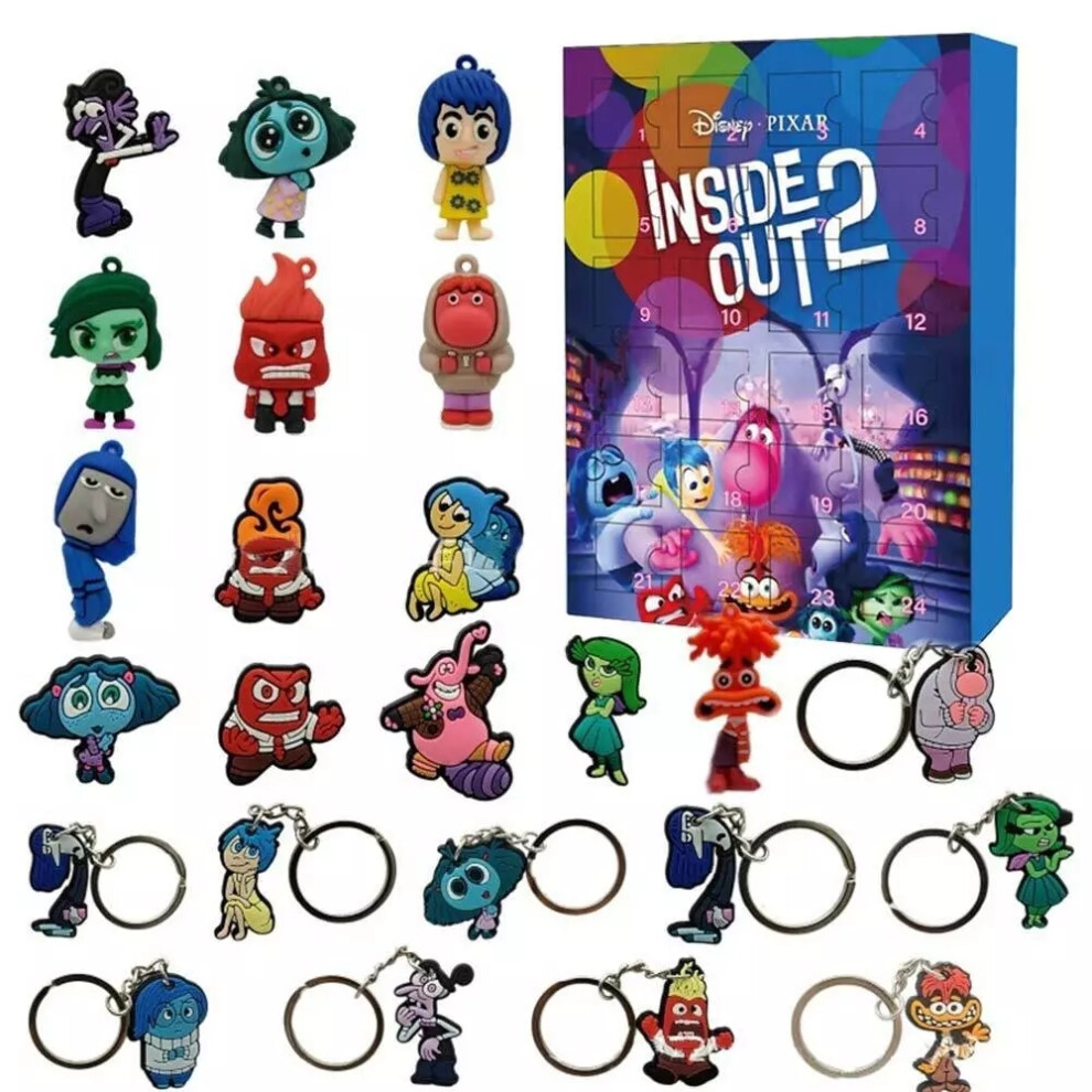 (B) 24 Day Advent Calendar Inside Out Keychain Pendant Christmas Blind Box Gift UK