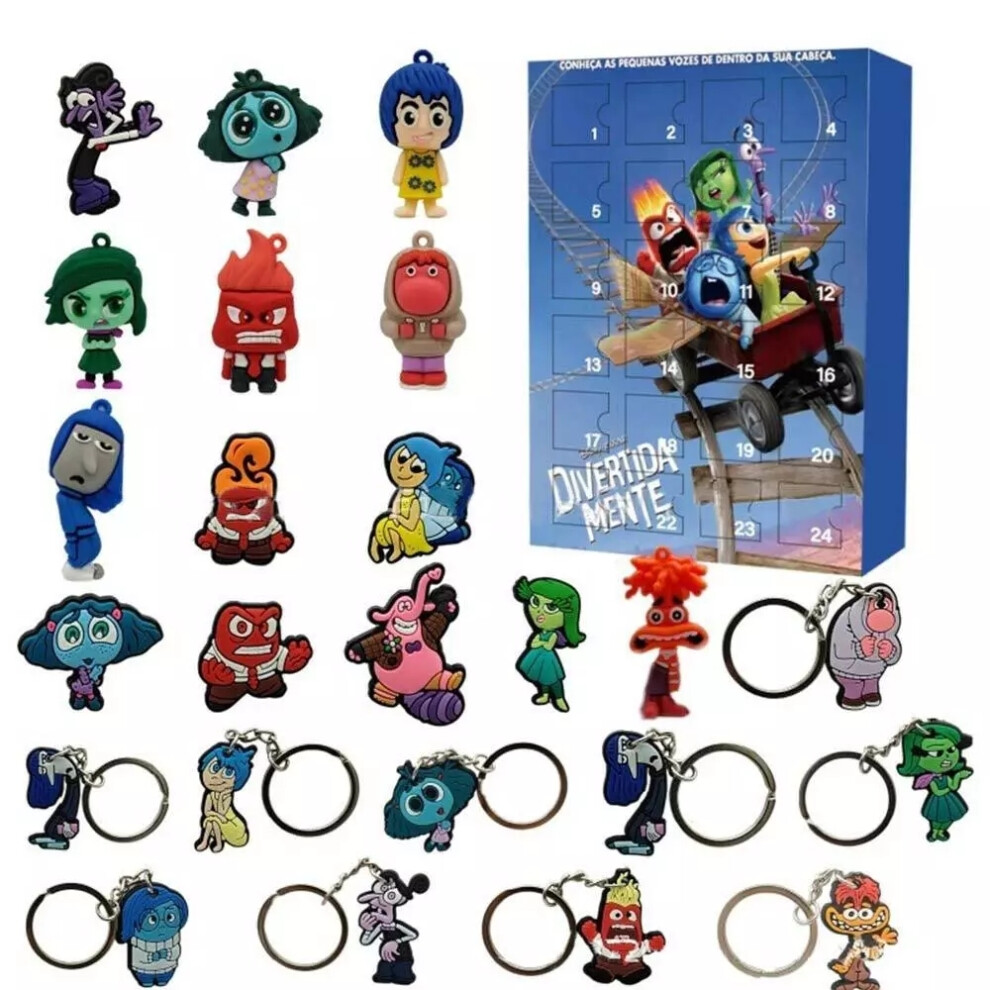 (C) 24 Day Advent Calendar Inside Out Keychain Pendant Christmas Blind Box Gift UK