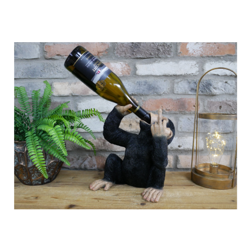 Cheeky Monkey Resin Decorative Wine Bottle Holder | Up Yours | Black 1
