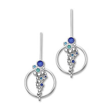 Ortak Scottish Jewellery Dröfn Sterling Silver & Blue Enamel Hoop Drop Earrings