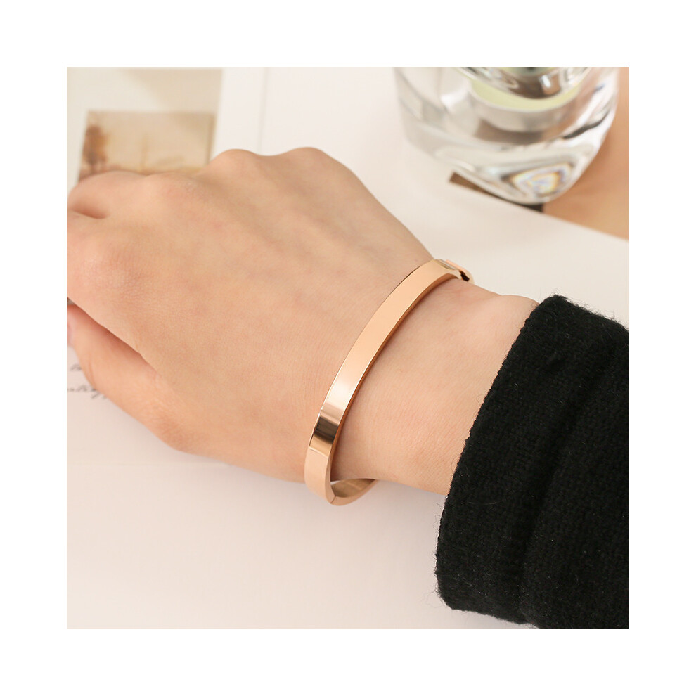 Minimalist Rose Gold Bangle Bracelet for Women, Solid Round Design