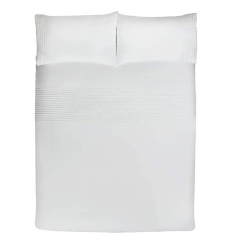 (Double) Pintuck Duvet Cover with Pillowcase - White 2