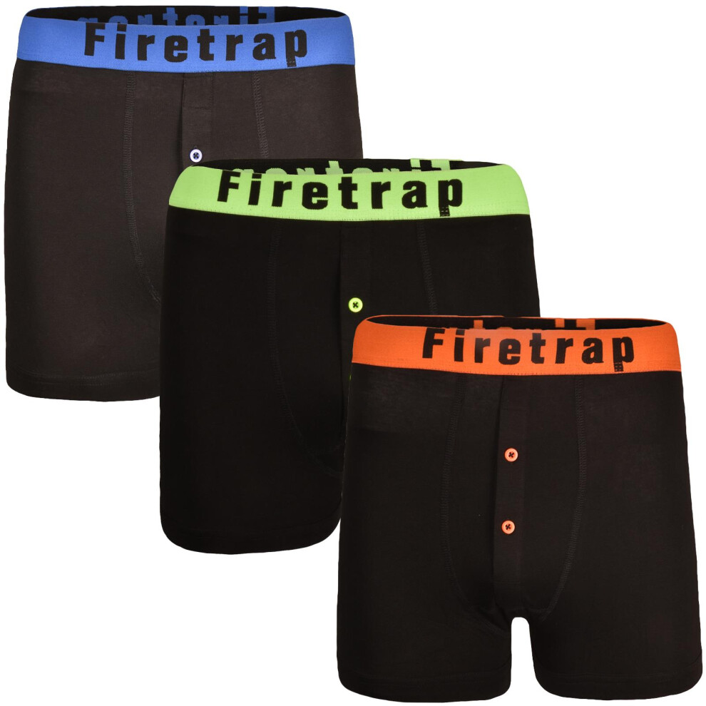 Firetrap (3 Pack Assorted - Cooper, L) Mens Boxers Cotton Soft Underwear 3 Pair Multipack