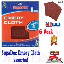 6pc Emery Cloth Assorted Sheet Fine/Medium/Coarse Flexible 23x28cm