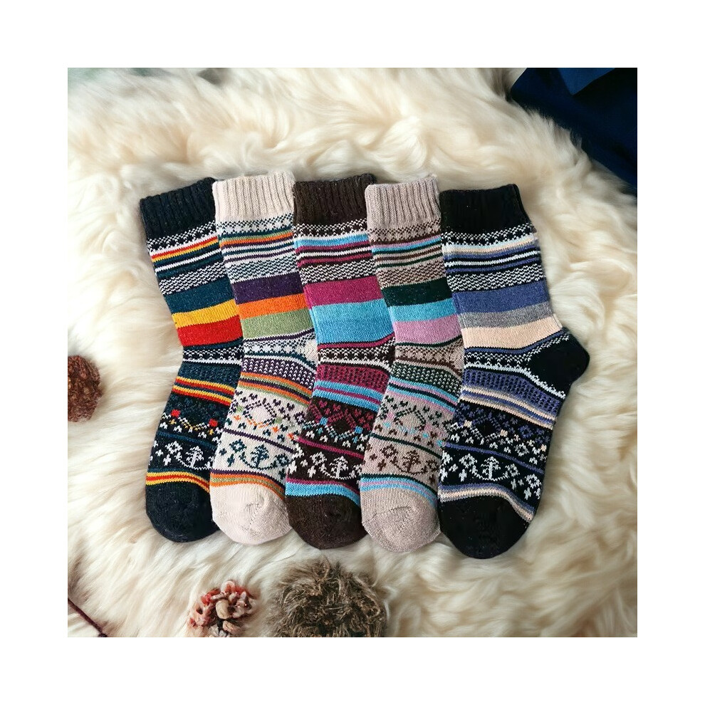 5 Pairs Nordic Soft Warm Wool Thermal Christmas Gift Socks UK 6-9