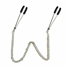 (Silver, 2) Chain Nipple Clamps Adjustable Breast Play Bondage Kink Bdsm Fetish Restraints