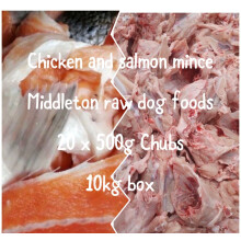 Frozen Dog Food Chicken & Salmon Mince 20 x 500g chubs 10kg box