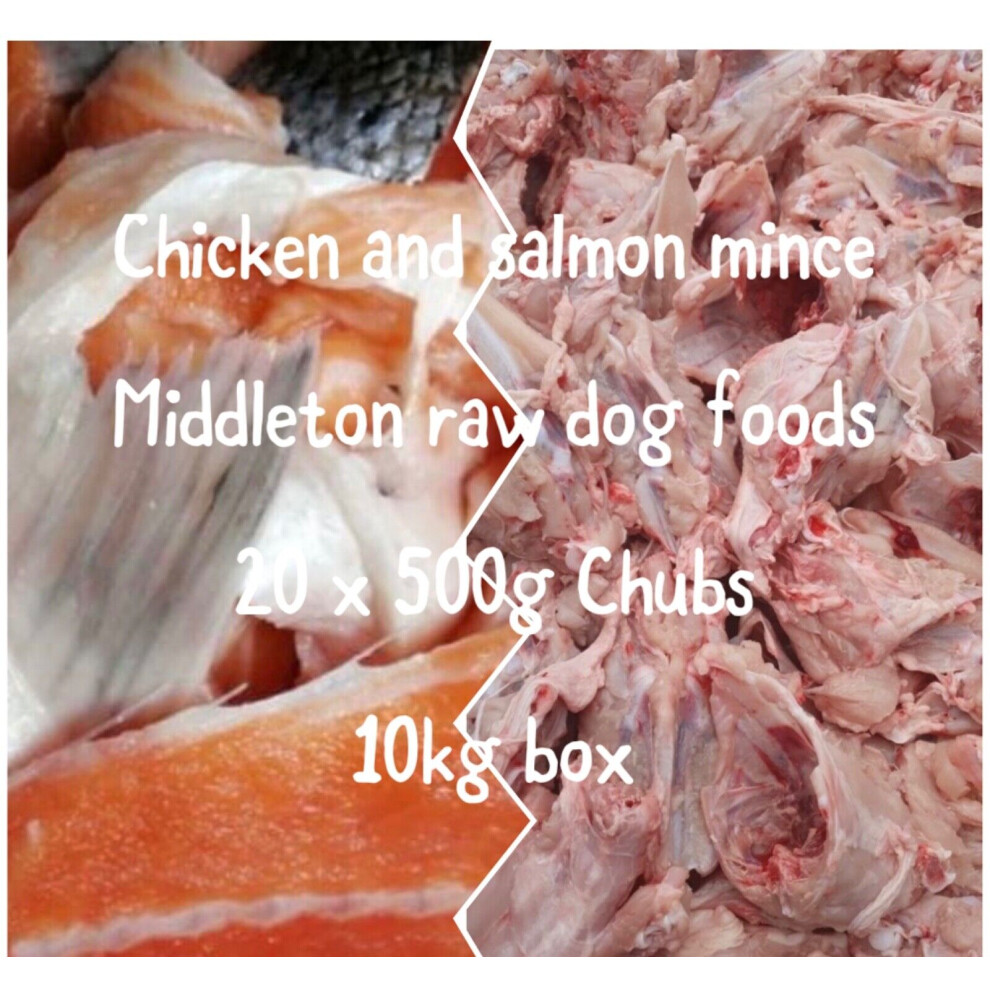 Middleton Raw Dog Food Frozen Dog Food Chicken & Salmon Mince 20 X 500G Chubs 10Kg Box Pink
