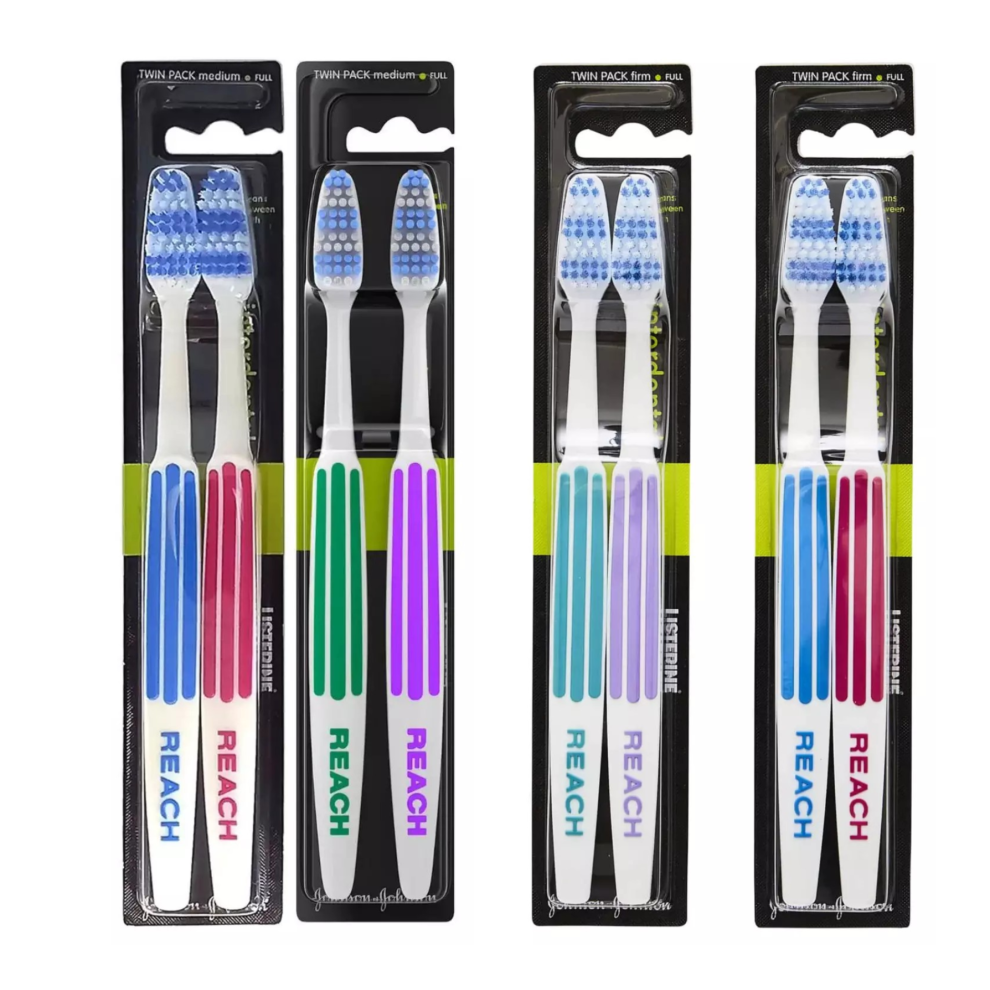 8 MIX Toothbrush Reach Listerine Interdental Firm & Medium (4 x Twin Pack)