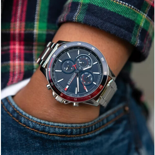 Tommy Hilfiger TOMMY HILFIGER 1791718 MEN'S WATCH SILVER STRAP BLUE DIAL SILVER CASE