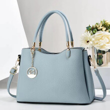 (Blue) Contemporary Lychee Texture Mom Bag Versatile Black Blue Khaki Tote Stylish And Practical