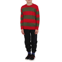 (Red & Green Striped Jumper, 13 Years) New Kids Red & Green Stripe Halloween Jumper Girls Boys Knitted Long Sleeve Pullover Winter Sweater Top Age 3-13 Years