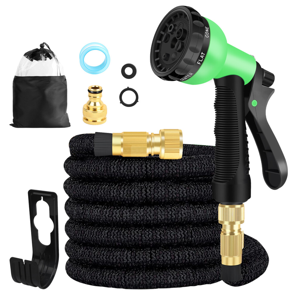 25FT 4X Stronger Deluxe Expandable Garden Hose Water Hose with 8 Spray Nozzles Flexible Anti-Kink for Yard, Outdoors, Rv