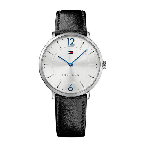 Tommy Hilfiger TOMMY HILFIGER 1710351 MEN'S WATCH BLACK STRAP SILVER DIAL SILVER CASE 1