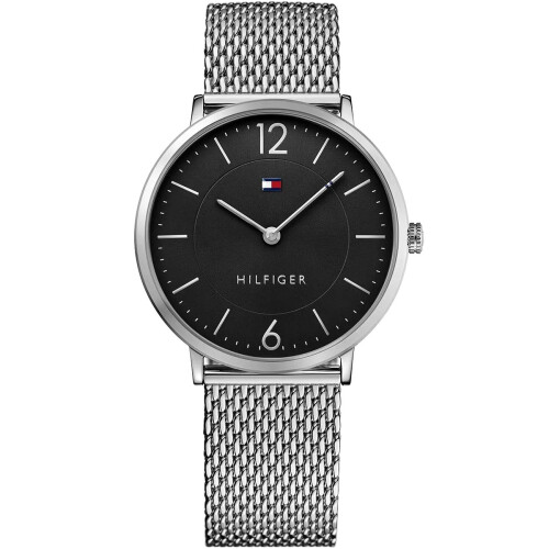 Tommy Hilfiger TOMMY HILFIGER 1710355 MEN'S WATCH SILVER STRAP BLACK DIAL SILVER CASE 1
