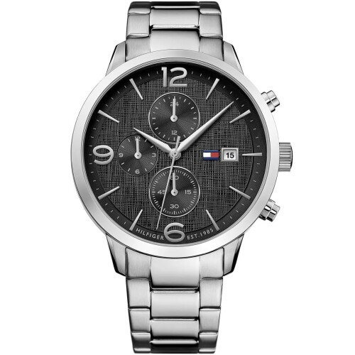 Tommy Hilfiger TOMMY HILFIGER 1710356 MEN'S WATCH SILVER STRAP BLACK DIAL SILVER CASE 1
