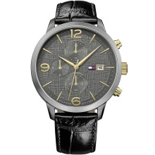 TOMMY HILFIGER 1710357 MEN'S WATCH BLACK STRAP GREY DIAL GREY CASE