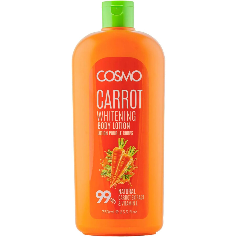 CD COSMO DESIGNS Carrot Body Lotion Natural Carrot Extract & Vitamin E, All Skin Types, Daily Moisturizer Care, for Men and Women - 750ml