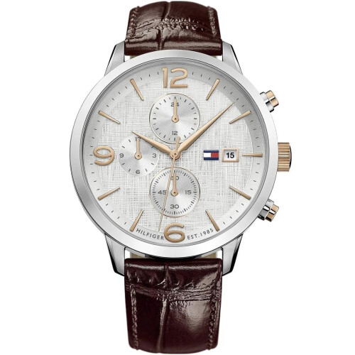 Tommy Hilfiger TOMMY HILFIGER 1710360 MEN'S WATCH BROWN STRAP SILVER DIAL SILVER CASE 1