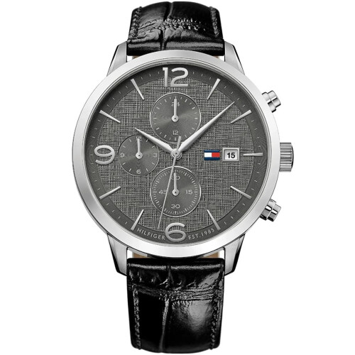 Tommy Hilfiger TOMMY HILFIGER 1710361 MEN'S WATCH BLACK STRAP GREY DIAL SILVER CASE 1
