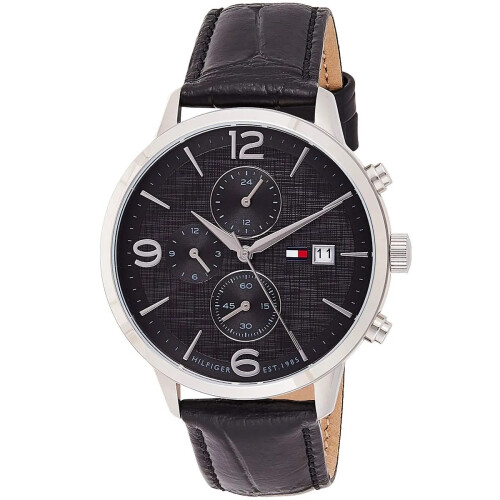 Tommy Hilfiger TOMMY HILFIGER 1710361 MEN'S WATCH BLACK STRAP GREY DIAL SILVER CASE 2