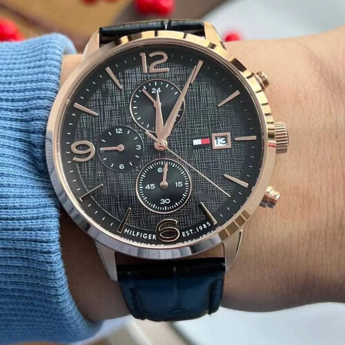 Tommy Hilfiger TOMMY HILFIGER 1710361 MEN'S WATCH BLACK STRAP GREY DIAL SILVER CASE