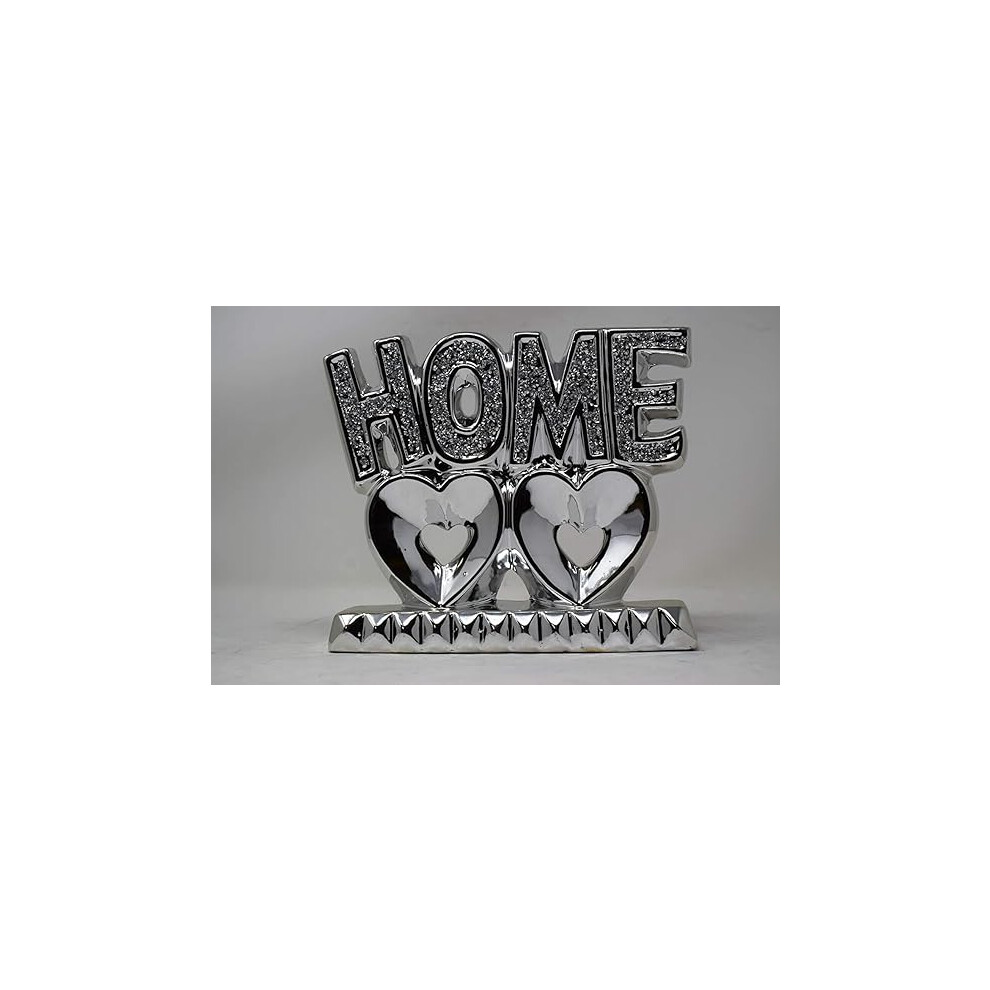 Martinmart Crushed Diamond Home On Heart Sculpture Ceramic Ornament, 20Cm