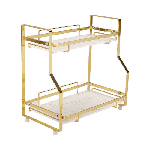 Living And Home (2) Kitchen Bathroom Storage Organiser Rack Gold 2