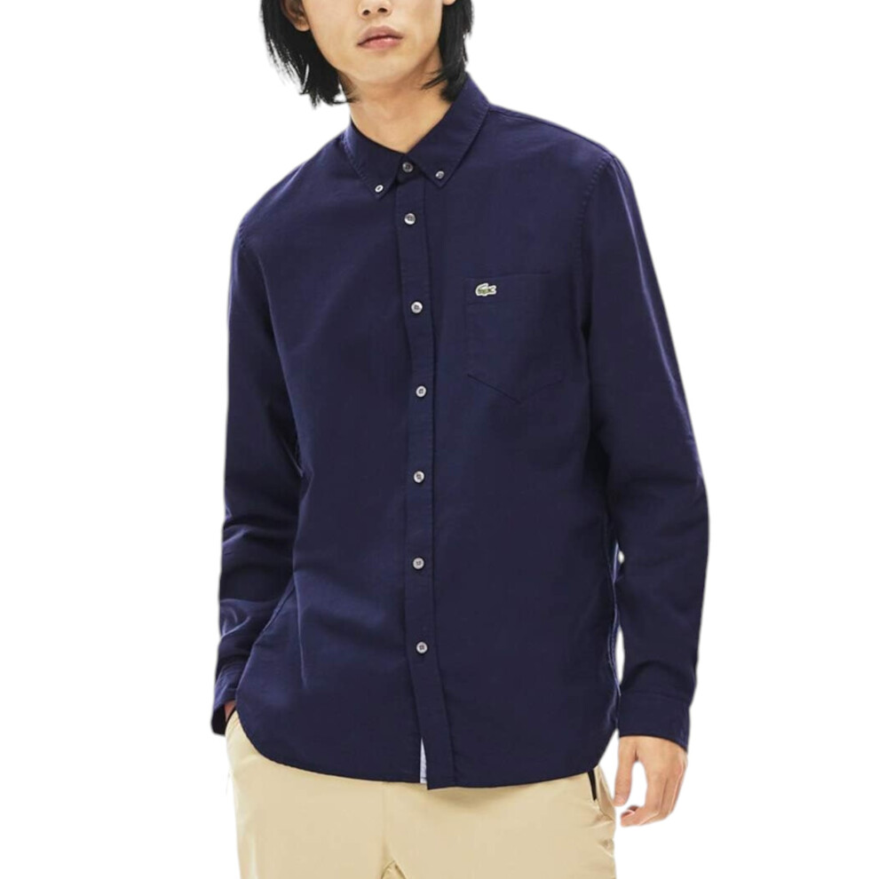 (Navy Blue, M) LACOSTE CH4976-423 Mens Oxford Shirts Casual Top