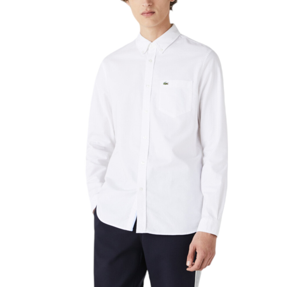 (White, S) LACOSTE CH4976 Mens Oxford Shirts Cotton Formal Top