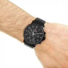 TOMMY HILFIGER 1710383 MEN'S WATCH BLACK STRAP BLACK DIAL BLACK CASE