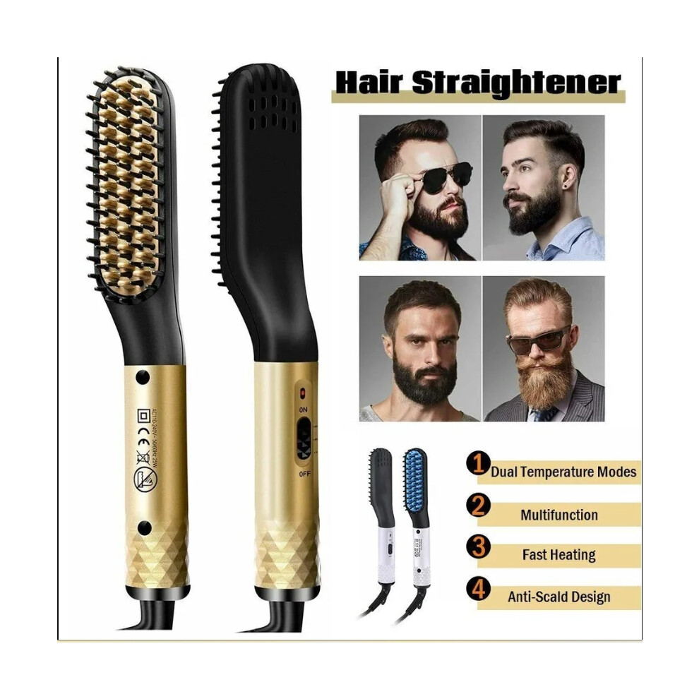 Beard Hair Straightener Heated Electric Brush Straightening Comb Style