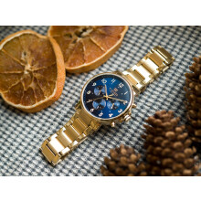 TOMMY HILFIGER 1710384 MEN'S WATCH GOLD STRAP BLUE DIAL GOLD CASE