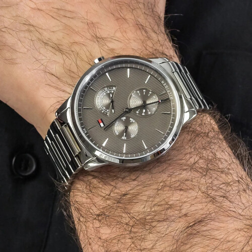 Tommy Hilfiger TOMMY HILFIGER 1710385 MEN'S WATCH SILVER STRAP GREY DIAL SILVER CASE