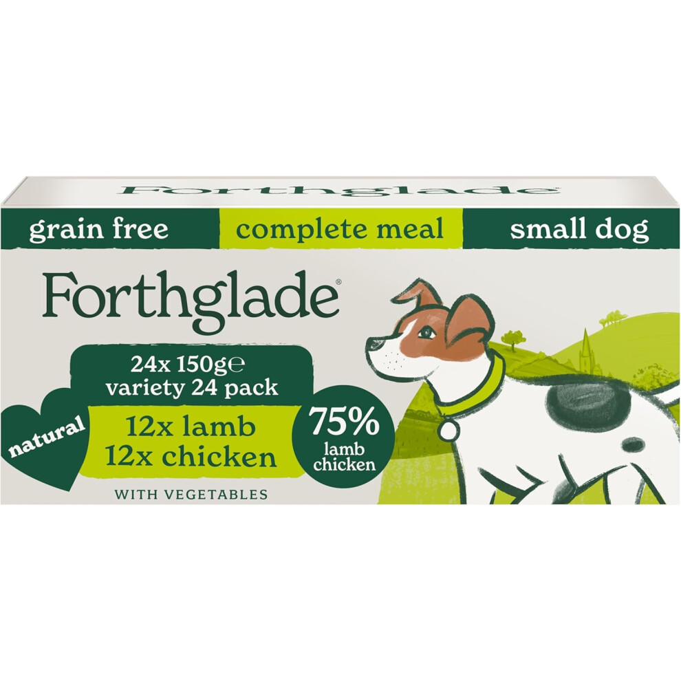 Forthglade Wet Dog Food (24 x 150g Trays)  Grain Free Variety Pack Chicken & Lamb Stomach Sensitive Dog Food Natural Ingredients Complete Dog Food