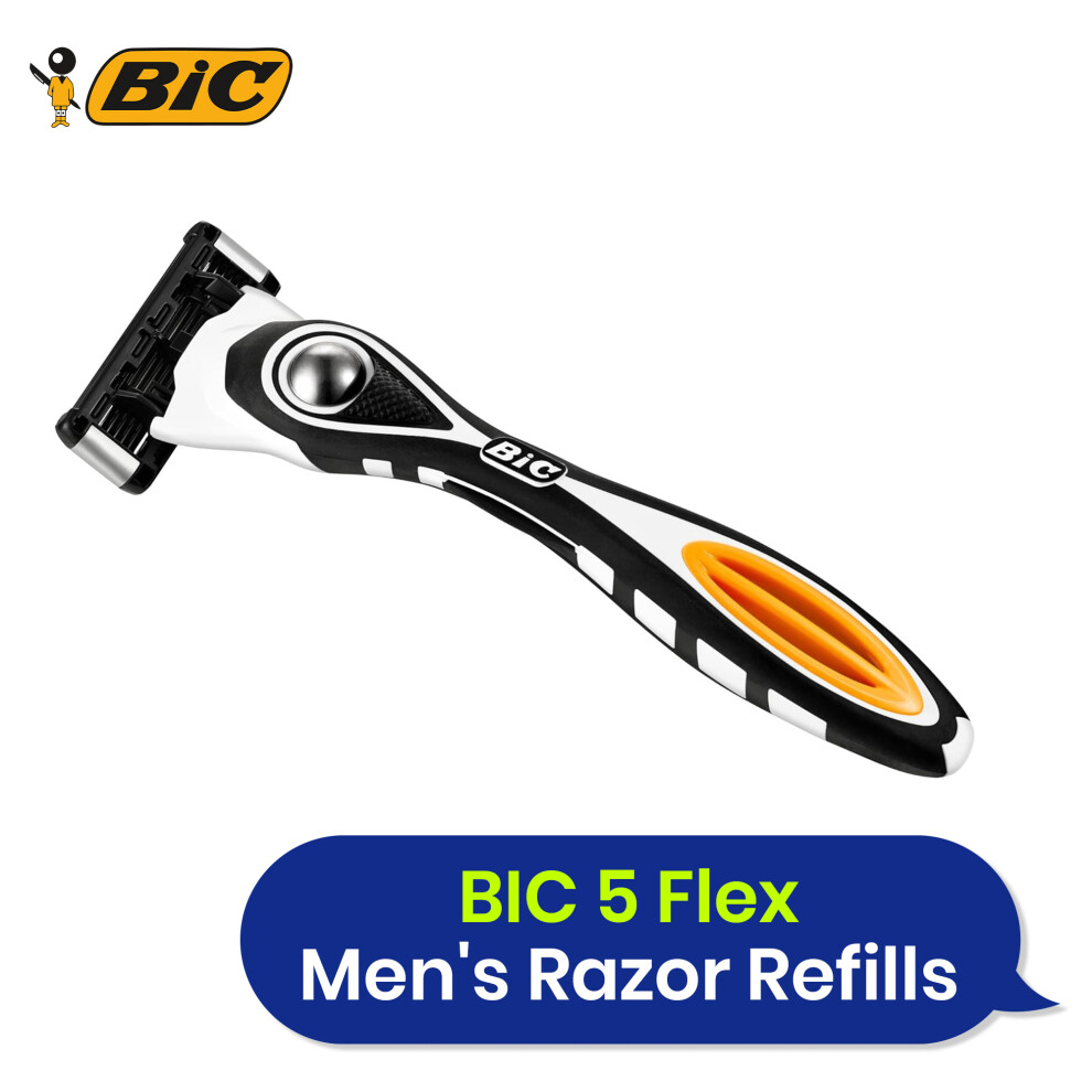 BIC Hybrid 5 Flex Men's Razor Refills Pack of 4 with Nano Tech Blades