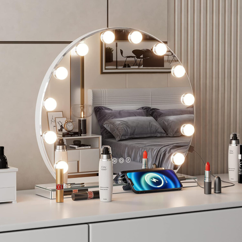 12 LED Light Up Hollywood Mirror Vanity Dimmable Make Up Mirror 50x48
