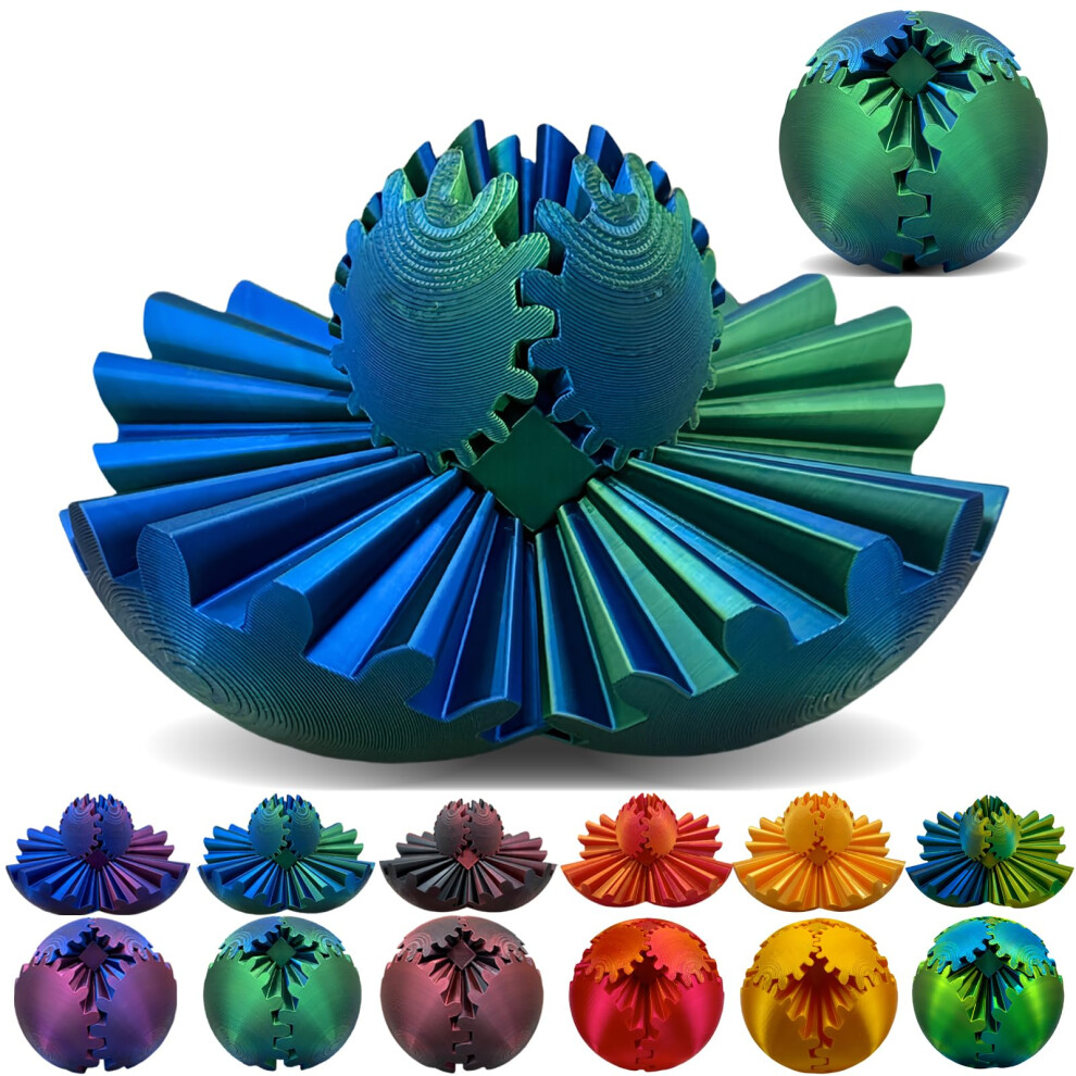 (Blue green gradient, M) 3D Printed Gear Ball Spin Ball or Cube Fidget Toy ï»¿