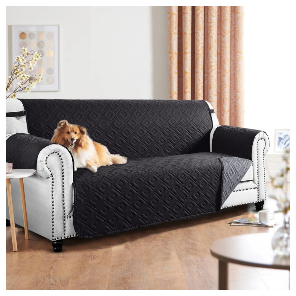 (Black Grey Sofa Cover) 3 Seater Sofas Slipcover Furniture Protector Cover