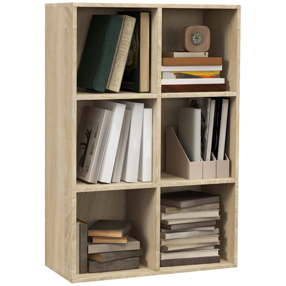 HOMCOM Cubic Cabinet Bookcase Storage Shelves For Home Office, Oak