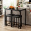Costway Dining Table Set Counter-height Table 2 Upholstered Stools w/Footrest 9