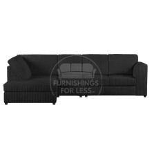 (Black, 5 Seater Left Hand Facing) Luxor Fullback Cord Corner Sofa Range
