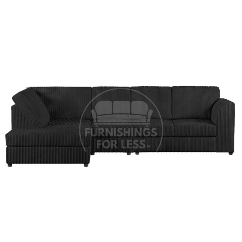 (Black, 5 Seater Left Hand Facing) Luxor Fullback Cord Corner Sofa Range
