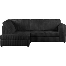(Black, 4 Seater Left Hand Facing) Luxor Fullback Cord Corner Sofa Range