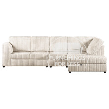 (Cream, 5 Seater Right Hand Facing) Luxor Fullback Cord Corner Sofa Range