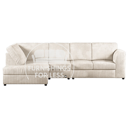 (Cream, 5 Seater Left Hand Facing) Luxor Fullback Cord Corner Sofa Range