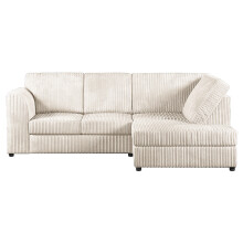 (Cream, 4 Seater Right Hand Facing) Luxor Fullback Cord Corner Sofa Range