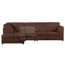 (Chocolate, 5 Seater Left Hand Facing) Luxor Fullback Cord Corner Sofa Range